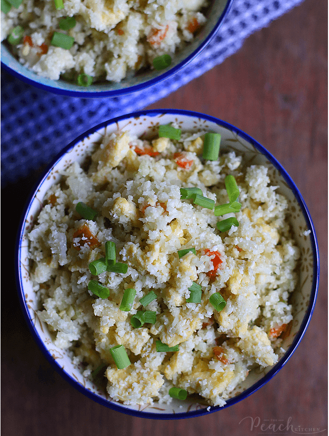 Cauliflower Fried Rice - Low Carb - The Peach Kitchen